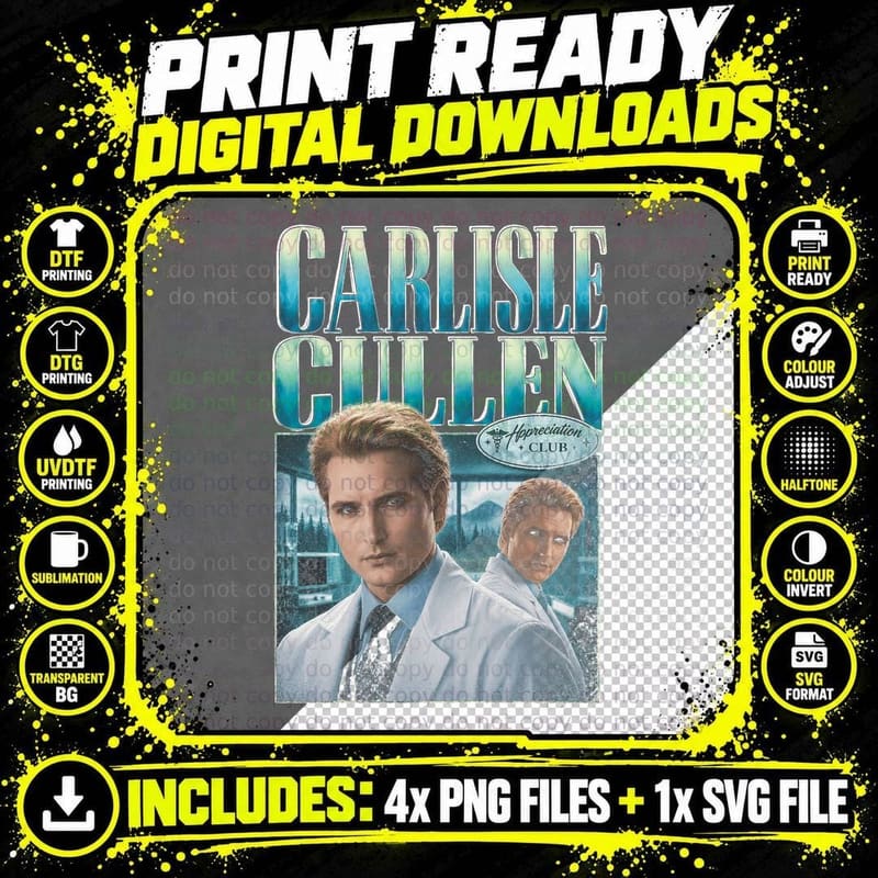 Carlisle Cullen Twilight Appreciation Society Retro Png SVG Digital Bundle