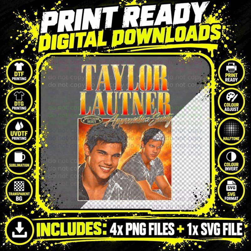 Taylor Lautner Jacob Black Twilight Vintage Appreciation Png SVG Digital Bundle