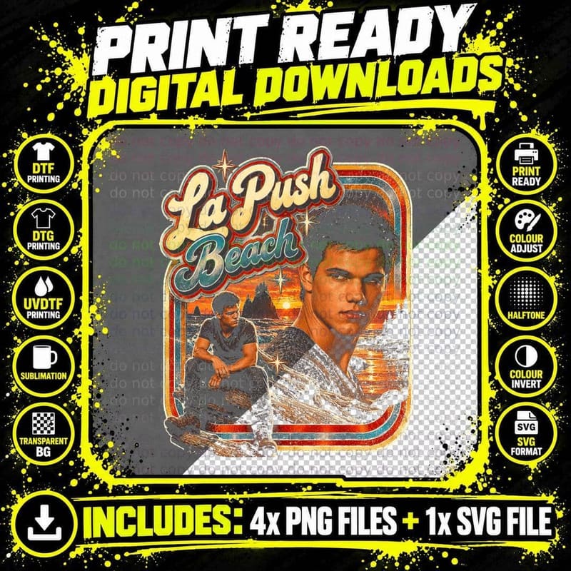 La Push Beach Jacob Black Twilight Taylor Lautner Retro Png SVG Digital Bundle