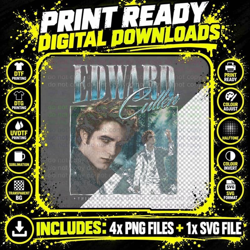Edward Cullen Skin Of A Killer Twilight Retro Bootleg Png SVG Digital Bundle