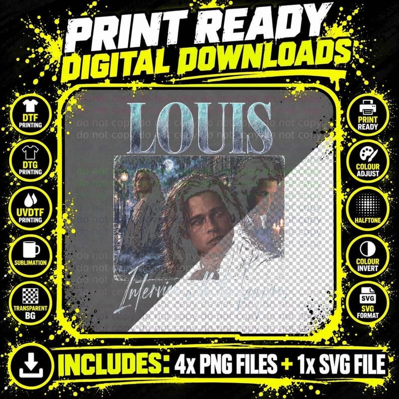 Louis Interview With The Vampire Gothic Retro Bootleg Png SVG Digital Bundle