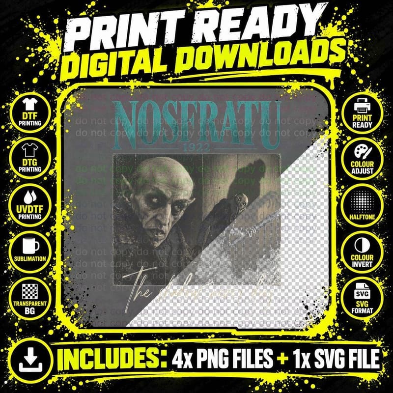Nosferatu 1922 Count Orlok Max Schreck Vintage Horror Png SVG Digital Bundle