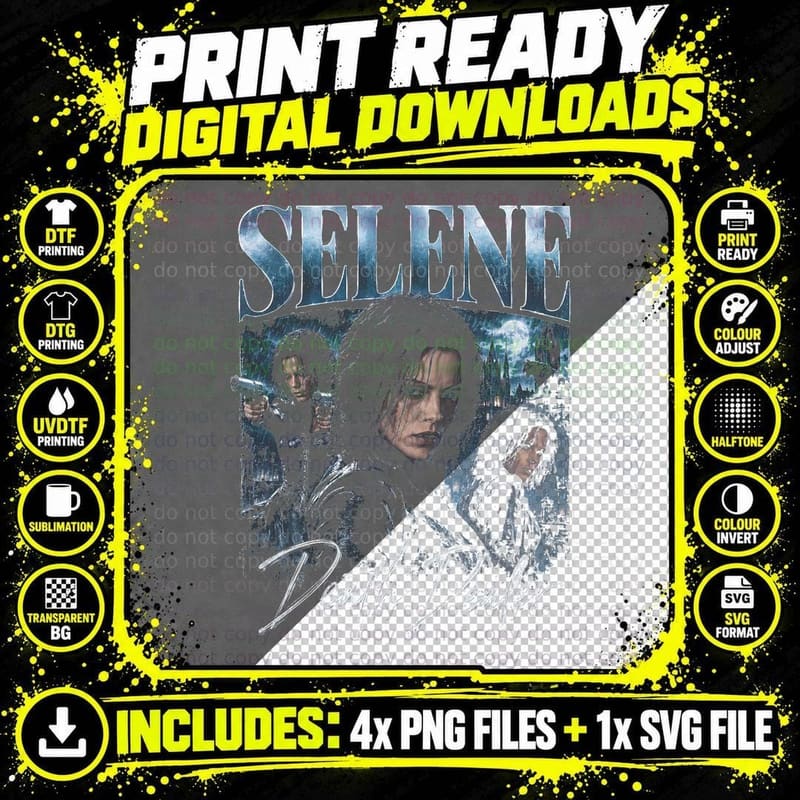 Selene Underworld Death Dealer Vampire Gothic Halftone Png SVG Digital Bundle