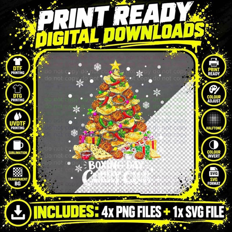 Boxing Day Curry Club Funny Christmas Curry Lover Food Png SVG Digital Bundle