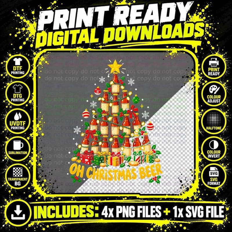 Christmas Beer Lover Funny Holiday Amber Bottle Festive Png SVG Digital Bundle
