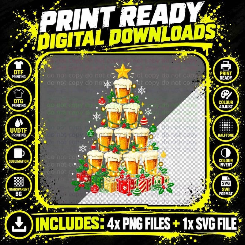 Christmas Beer Pint Glass Golden Ale Lover Festive Png SVG Digital Bundle