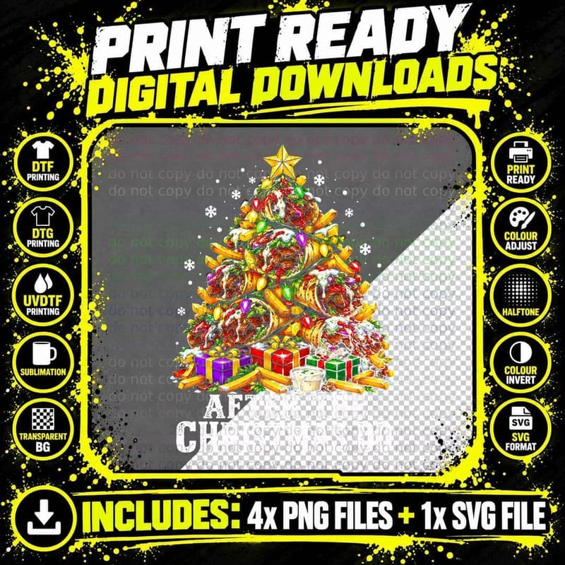 After The Christmas Do Kebab Tree Takeaway Lover Party Png SVG Digital Bundle