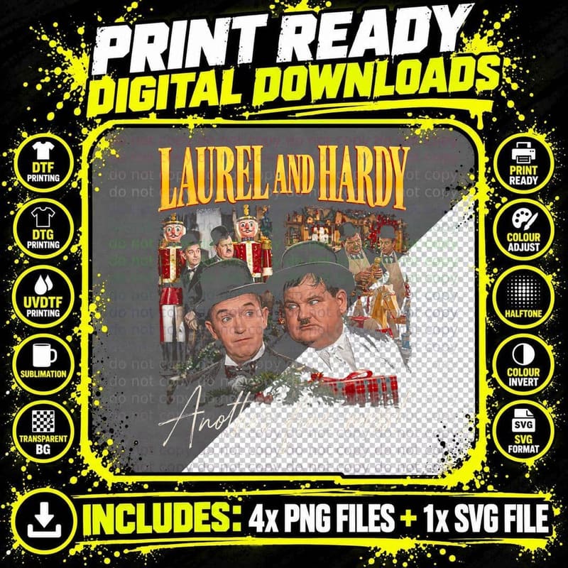 Babes in Toyland Vintage Laurel and Hardy Christmas Png SVG Digital Bundle