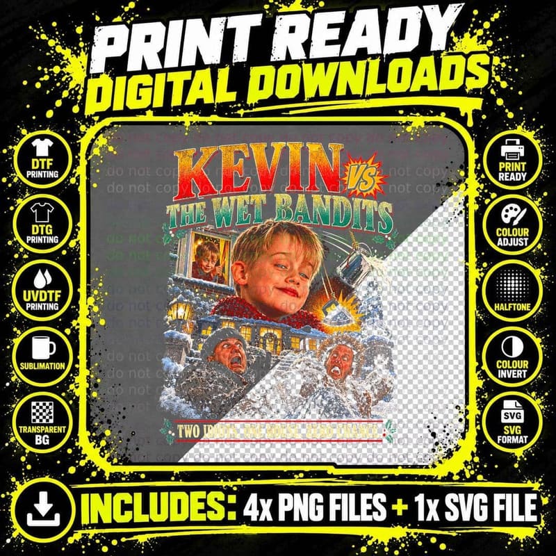 Home Alone Vintage Kevin McCallister Wet Bandits Png SVG Digital Bundle