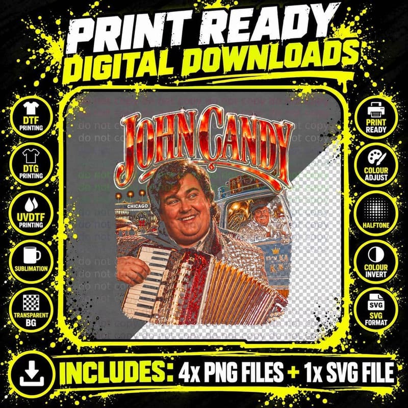 John Candy Polka Accordion Christmas Movie Retro Bootleg Png SVG Digital Bundle