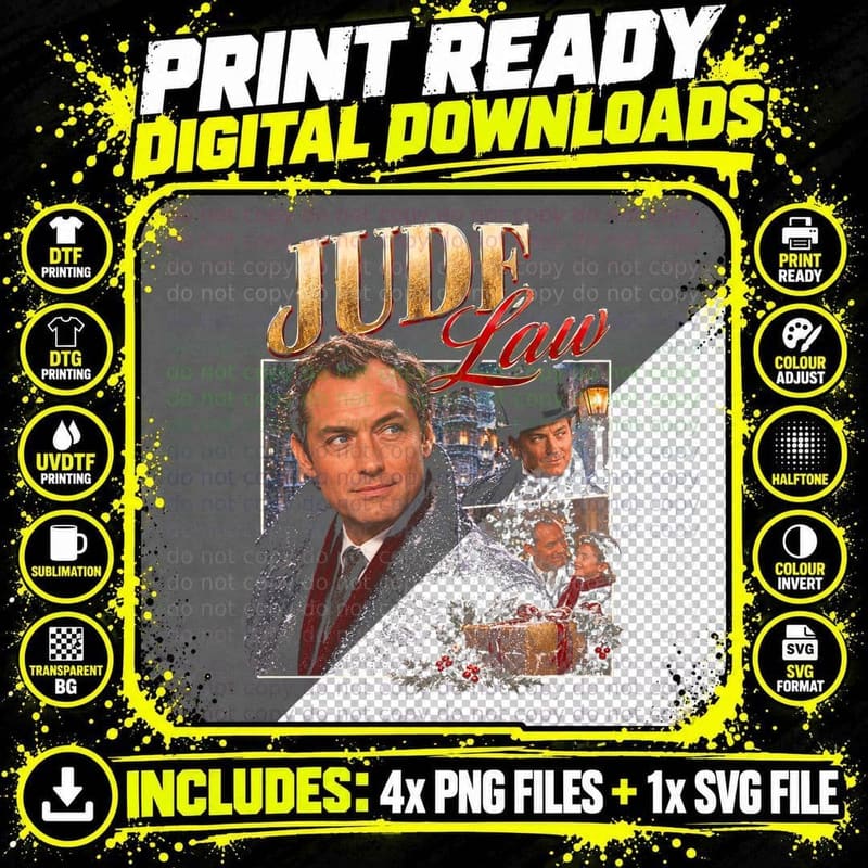 Jude Law The Holiday Christmas Movie Retro Bootleg Png SVG Digital Bundle