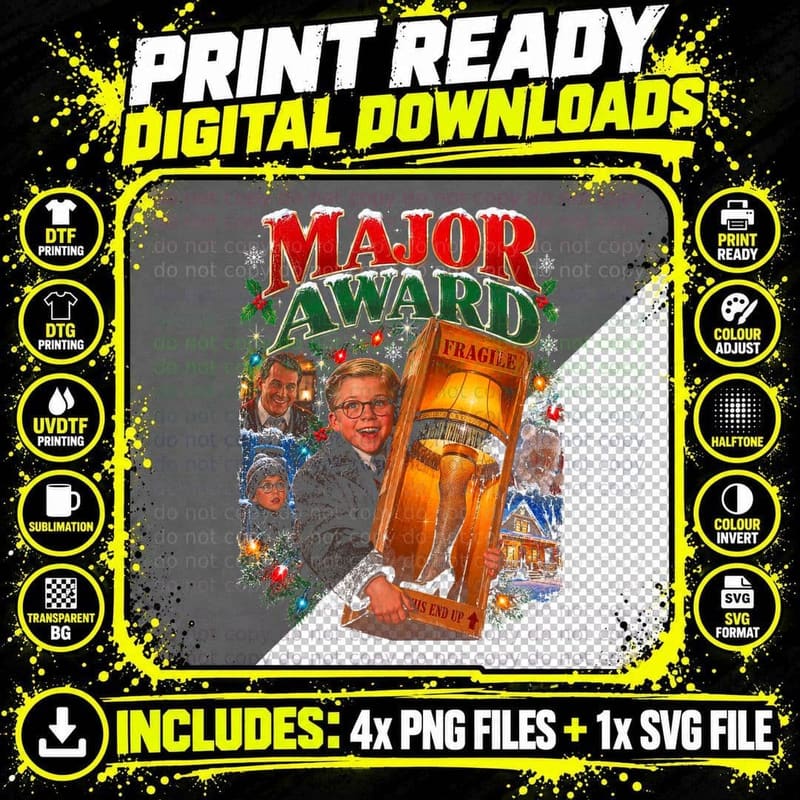 Major Award Leg Lamp Ralphie Christmas Story Movie Retro Png SVG Digital Bundle