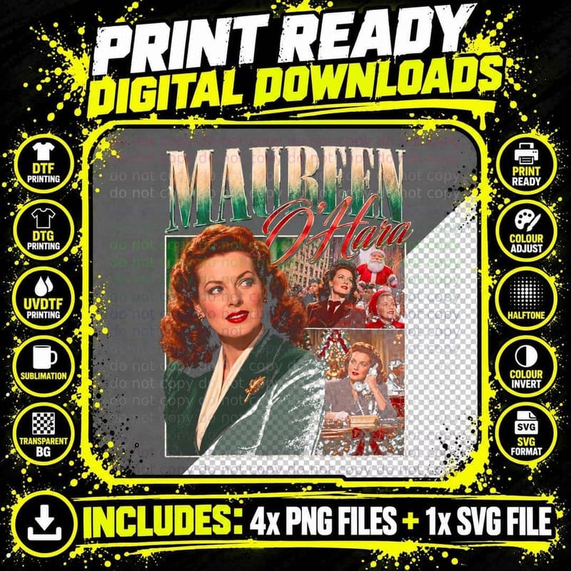 Maureen O'Hara Miracle on 34th Street Vintage Christmas Png SVG Digital Bundle