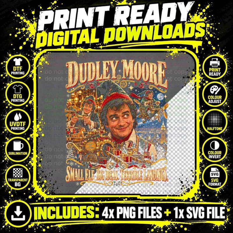 Santa Claus The Movie Vintage Dudley Moore Patch Png SVG Digital Bundle