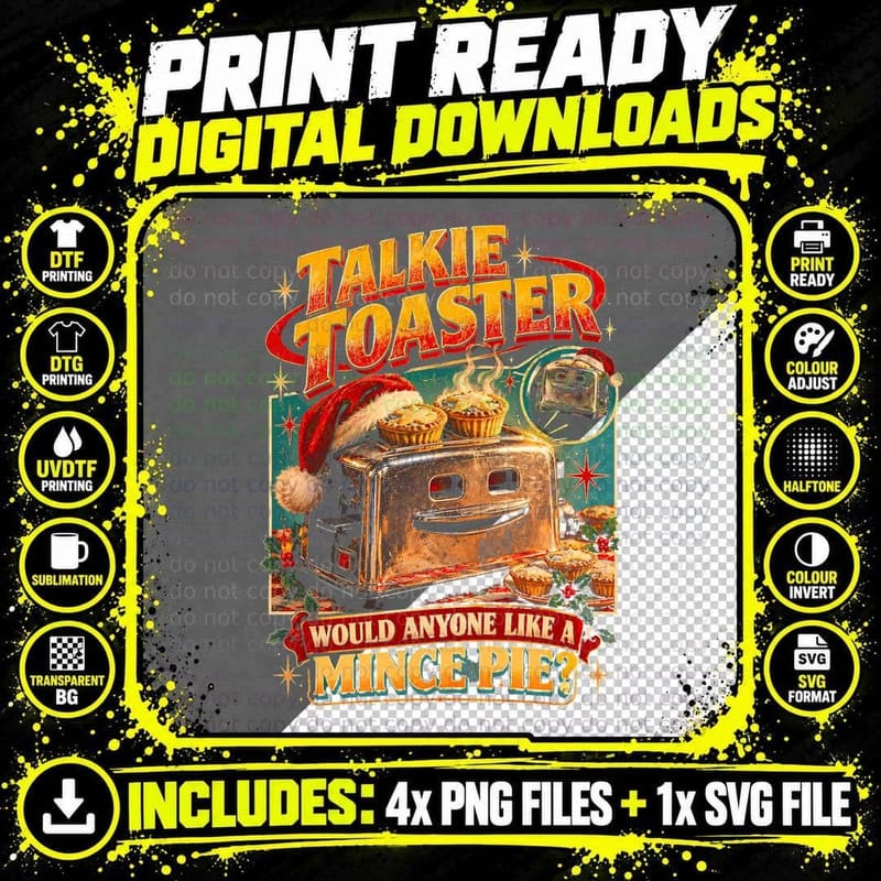 Talkie Toaster Would Anyone Like A Mince Pie Christmas Png SVG Digital Bundle