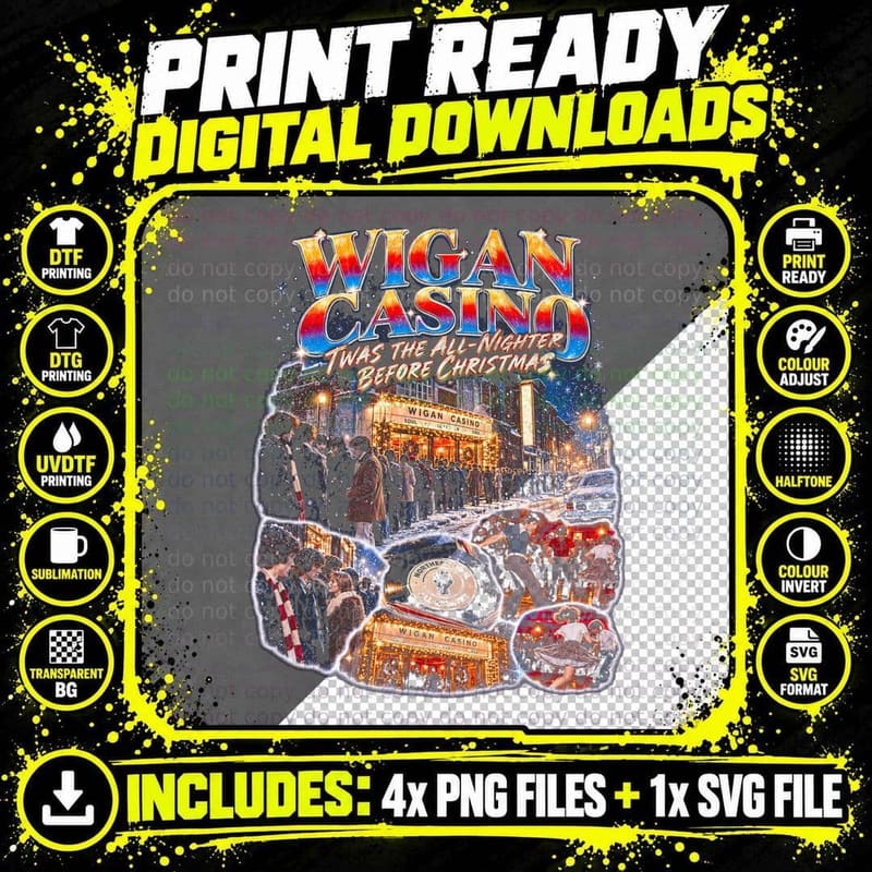 Wigan Casino All-Nighter Before Christmas Northern Soul Png SVG Digital Bundle