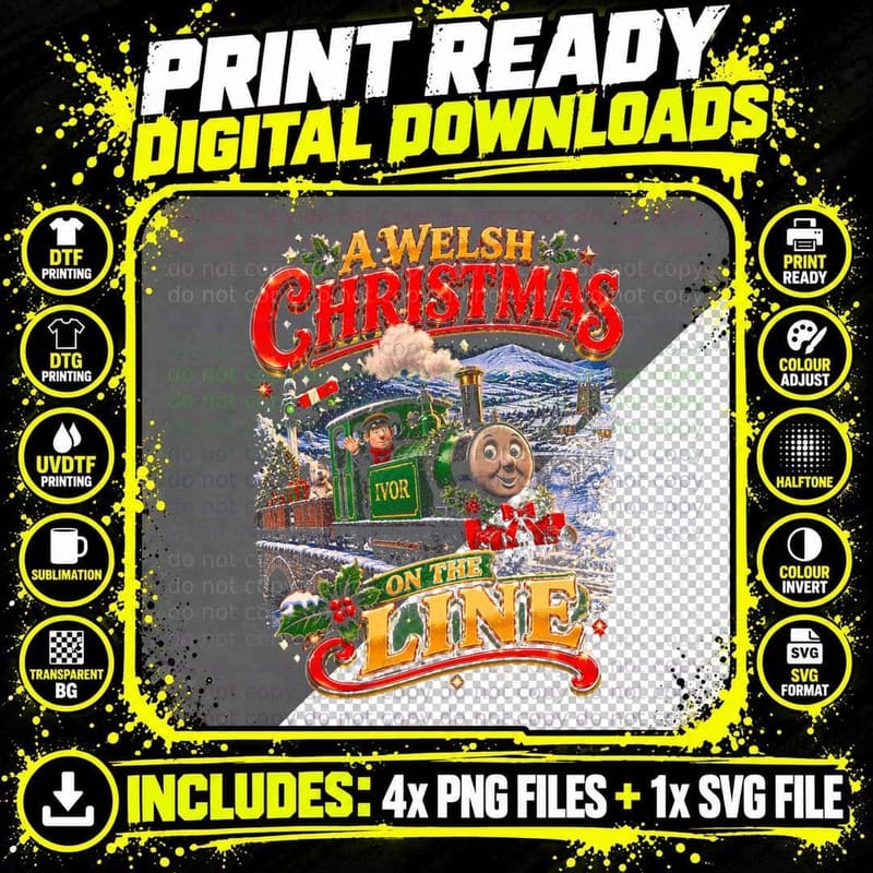 Ivor The Engine A Welsh Christmas On The Line Retro Kids Png SVG Digital Bundle