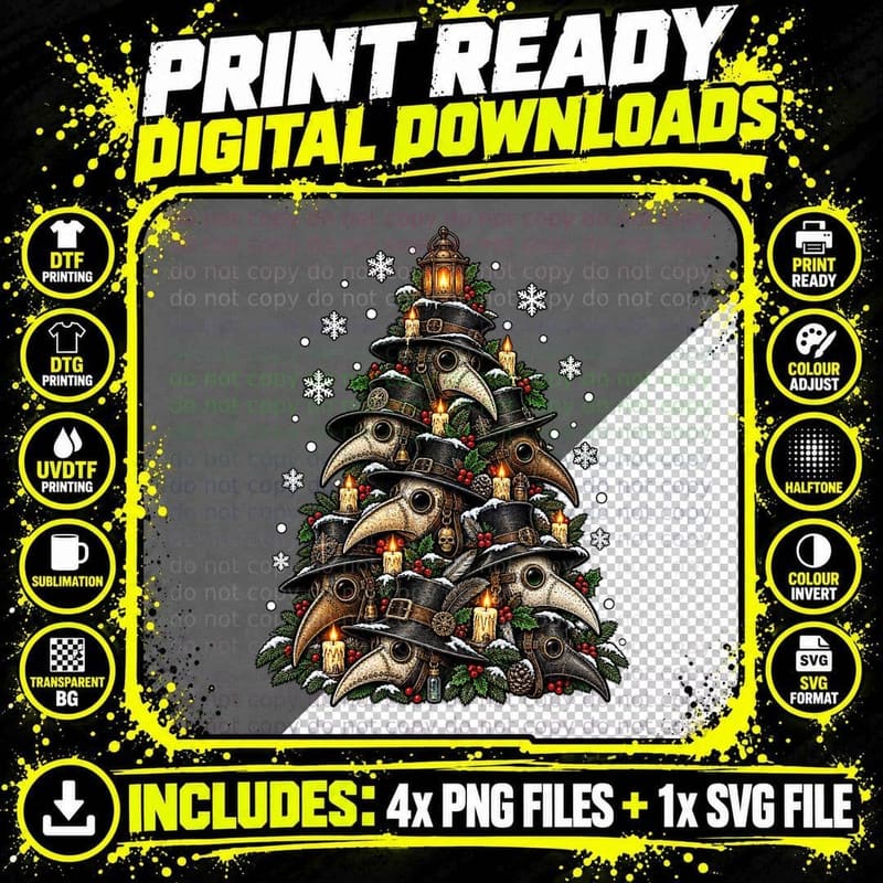 Plague Doctor Gothic Christmas Creepy Medieval Dark Png SVG Digital Bundle
