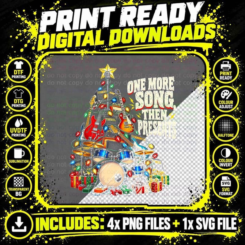 One More Song Then Presents Band Gear Christmas Tree Png SVG Digital Bundle