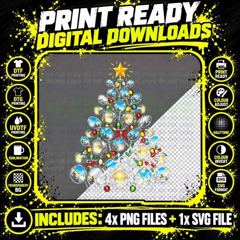 Scooter Mirror Christmas Tree Mod Scooterist Retro Png SVG Digital Bundle