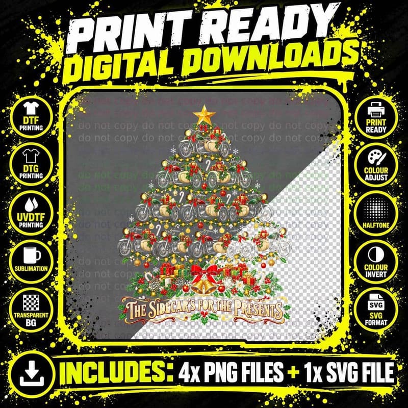 The Sidecars For The Presents Sidecar Motorcycle Png SVG Digital Bundle