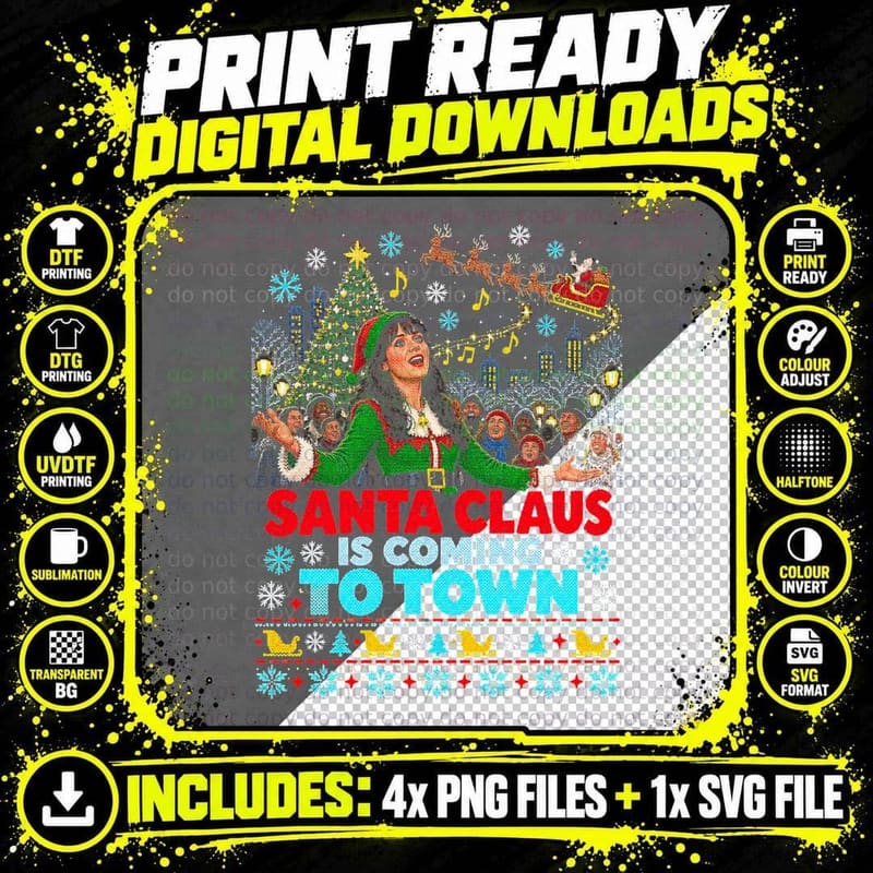 Elf Jovie Santa Claus Is Coming To Town Christmas Ugly Png SVG Digital Bundle