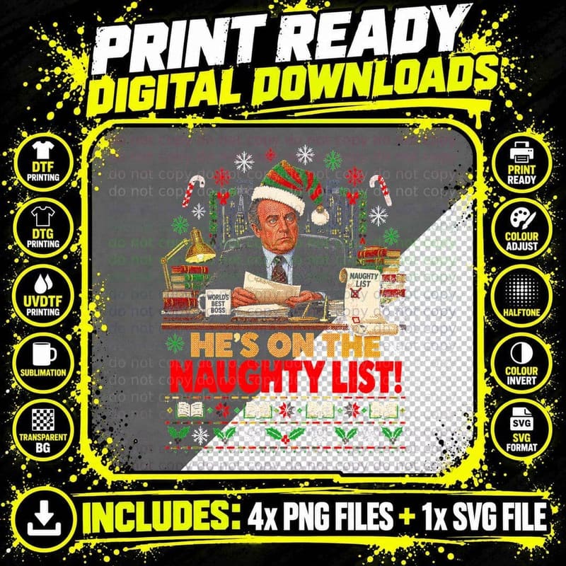 Elf Mr Greenway Naughty List Christmas Ugly Sweater Png SVG Digital Bundle