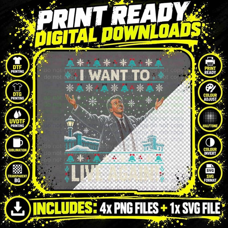 It's a Wonderful Life Ugly Sweater George Bailey Png SVG Digital Bundle