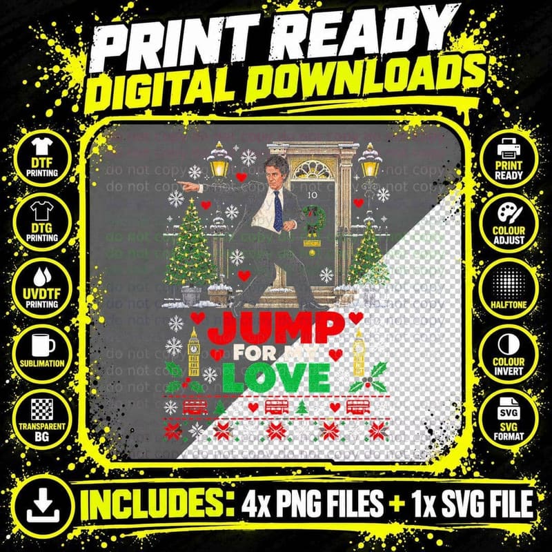 Jump For My Love Dancing Prime Minister Christmas Ugly Png SVG Digital Bundle