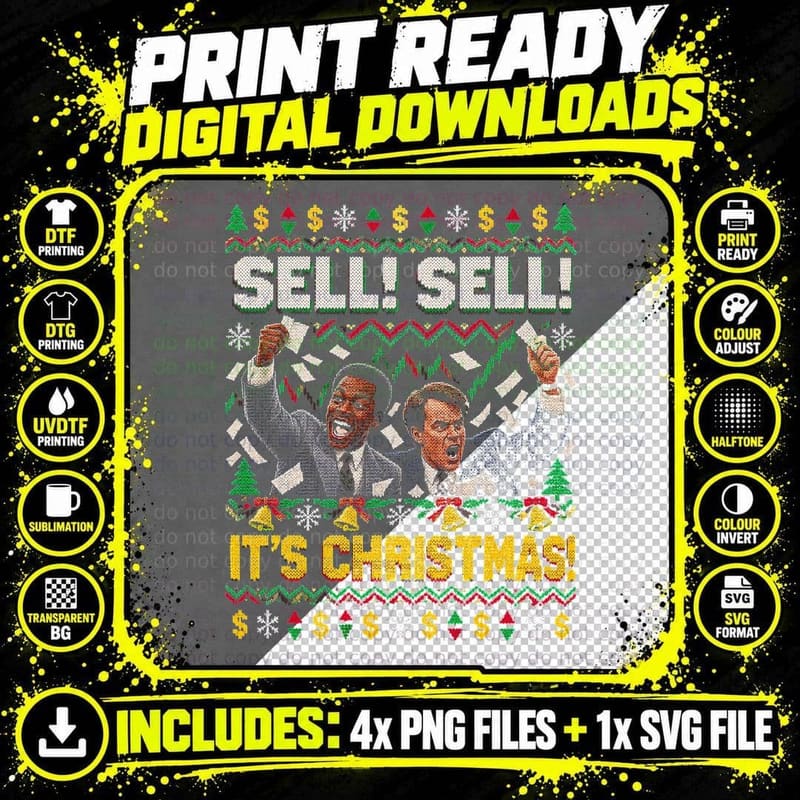 Trading Places 1983 Sell Sell It's Christmas Ugly Png SVG Digital Bundle