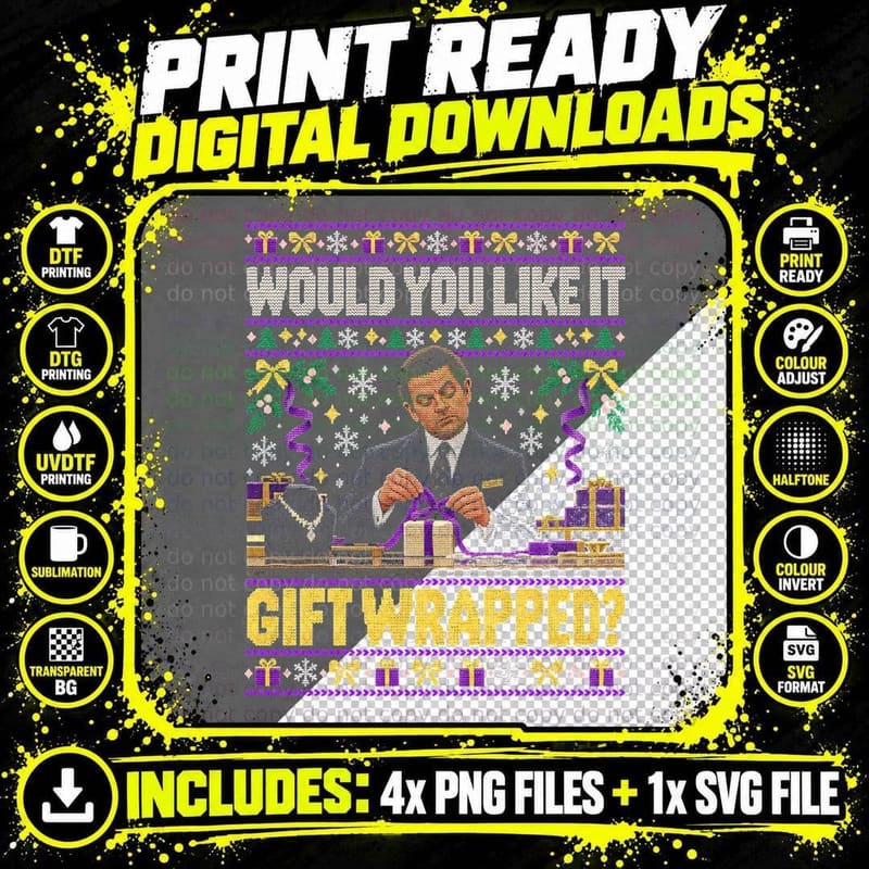 Would You Like It Gift Wrapped Christmas Ugly Sweater Png SVG Digital Bundle