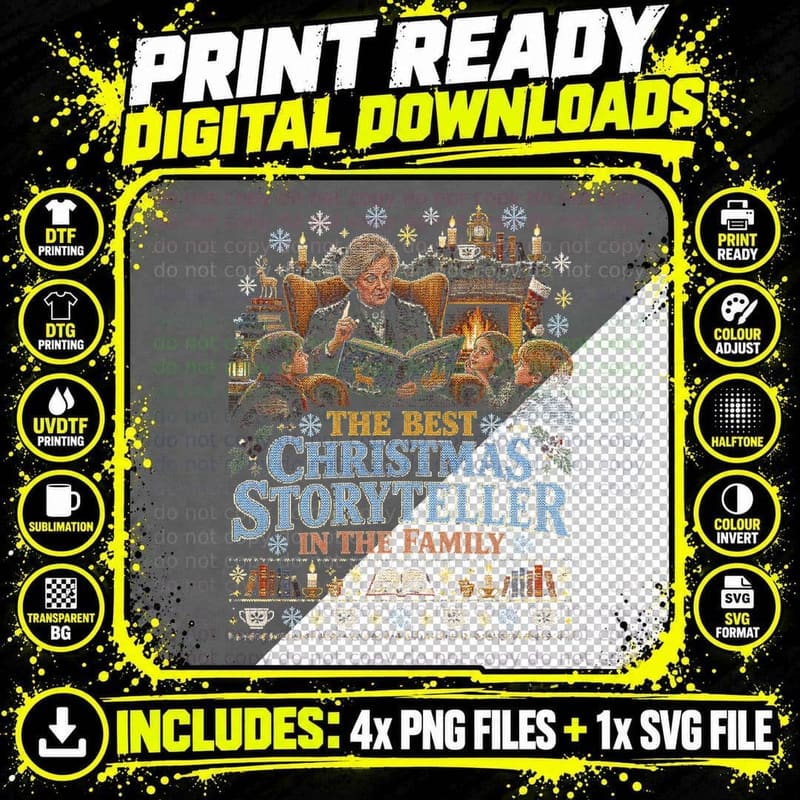 Best Christmas Storyteller In The Family Fireside Ugly Png SVG Digital Bundle