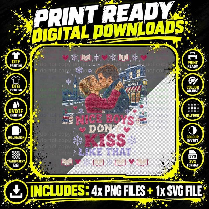 Bridget Jones's Diary Ugly Sweater Christmas Romance Png SVG Digital Bundle