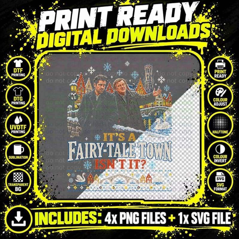 In Bruges Fairy-Tale Town Christmas Ugly Sweater Funny Png SVG Digital Bundle