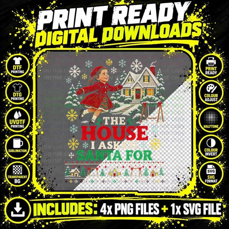 Miracle on 34th Street Ugly Sweater Christmas Movie Png SVG Digital Bundle