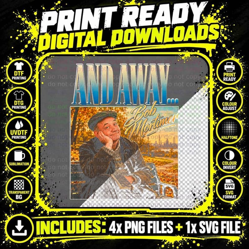 Bob Mortimer And Away Retro British Comedy Fan Gift Png SVG Digital Bundle