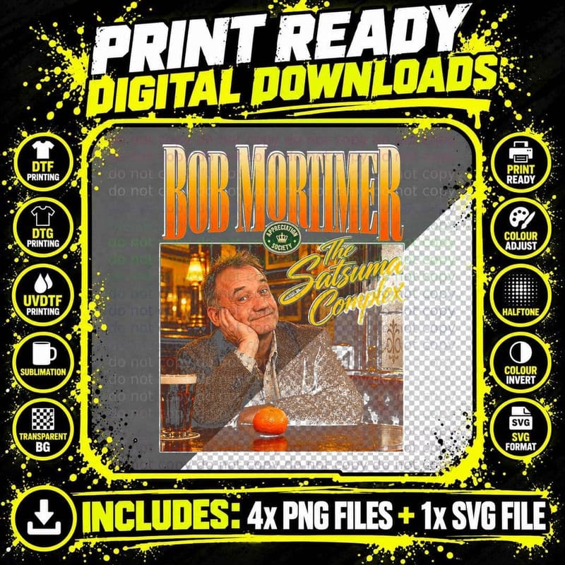 Bob Mortimer Satsuma Complex Retro British Comedy Gift Png SVG Digital Bundle