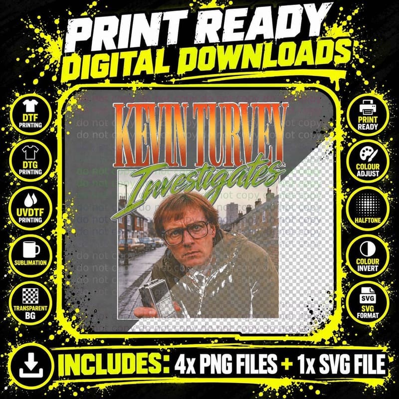 Kevin Turvey Investigates Rik Mayall Retro 80s TV Png SVG Digital Bundle