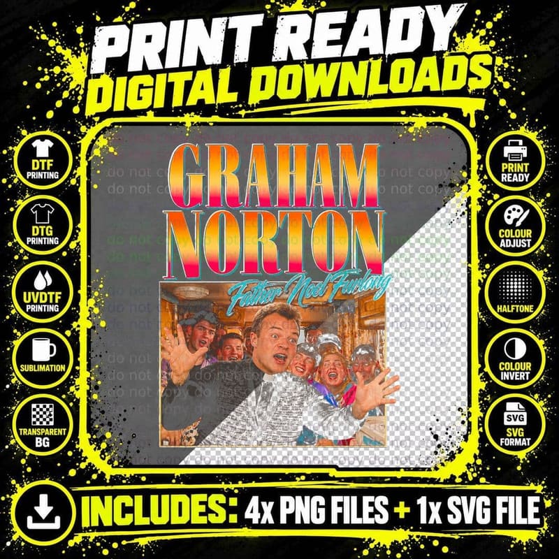 Graham Norton Father Noel Furlong Retro British Comedy Png SVG Digital Bundle