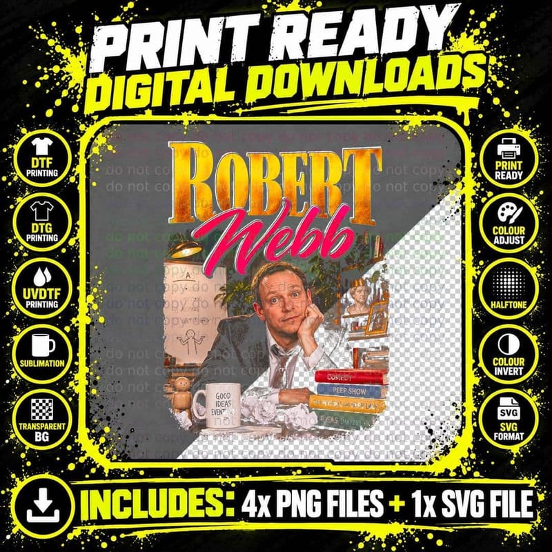 Robert Webb Retro British Comedy Appreciation Gift Png SVG Digital Bundle