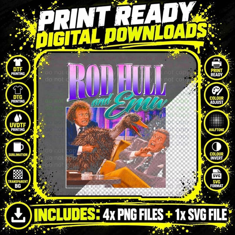 Rod Hull and Emu Retro Vintage British Comedy Fan Gift Png SVG Digital Bundle