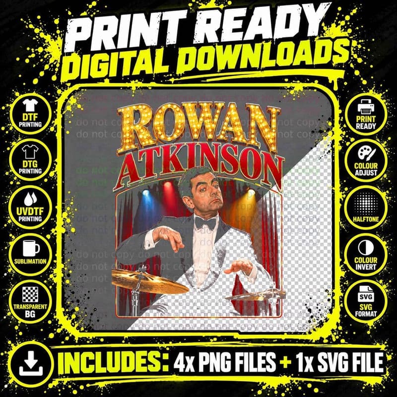 Rowan Atkinson Retro British Comedy Appreciation Gift Png SVG Digital Bundle