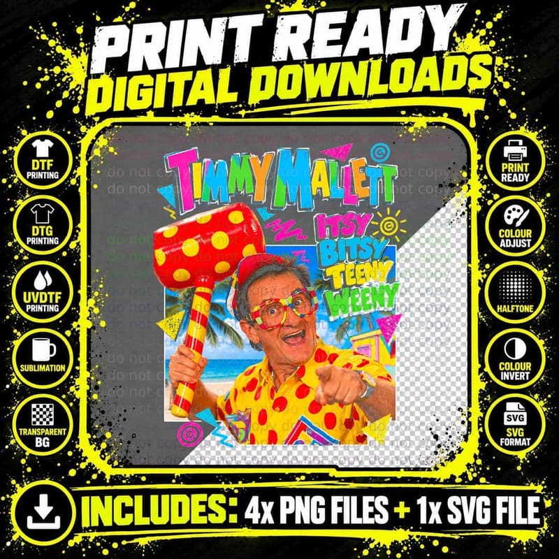 Timmy Mallett Itsy Bitsy Teeny Weeny Retro 80s Kids TV Png SVG Digital Bundle