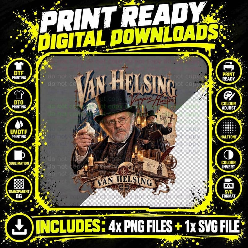 Bram Stoker's Dracula Van Helsing Vintage Anthony Png SVG Digital Bundle