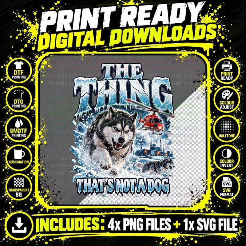 The Thing 1982 Vintage Husky Antarctic Horror Movie Png SVG Digital Bundle