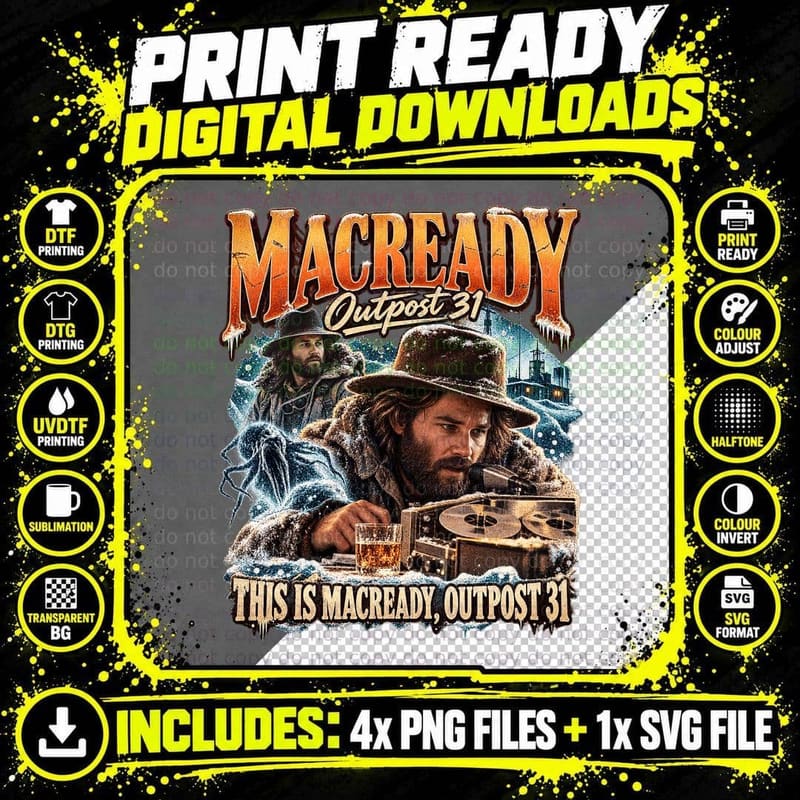 The Thing MacReady Vintage Outpost 31 Kurt Russell Png SVG Digital Bundle