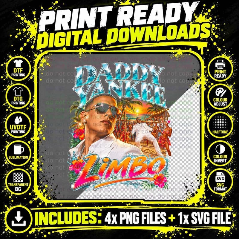 Daddy Yankee Limbo 2012 Reggaeton Vintage Retro Latin Png SVG Digital Bundle