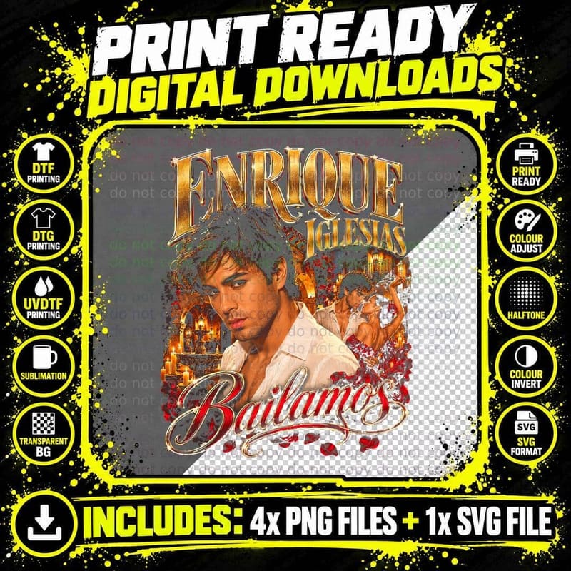 Enrique Iglesias Bailamos 1999 Vintage Latin Pop Music Png SVG Digital Bundle