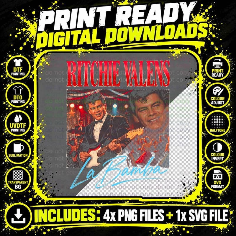 Ritchie Valens La Bamba Vintage 50s Rock And Roll Retro Png SVG Digital Bundle