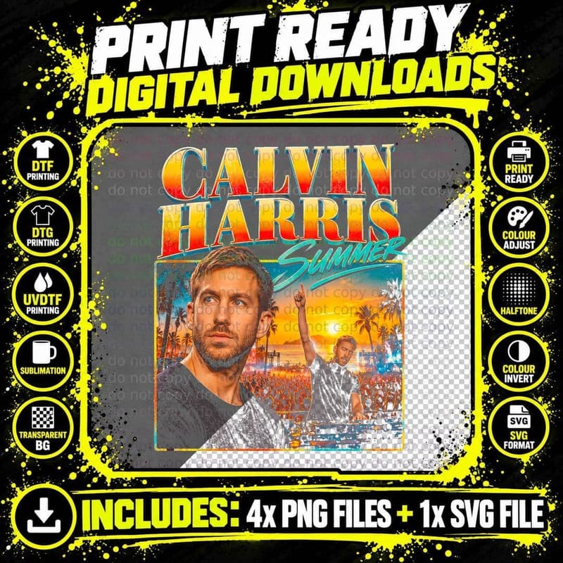 Calvin Harris Summer Vintage DJ Dance Music Retro Png SVG Digital Bundle
